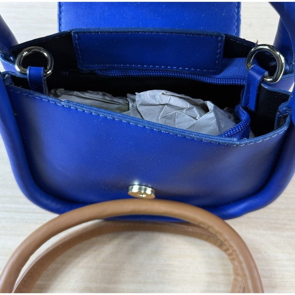 Heart‎ Satchel Crossbody & Purse Satchel Handbag Brown & Blue - Picture 3 of 4